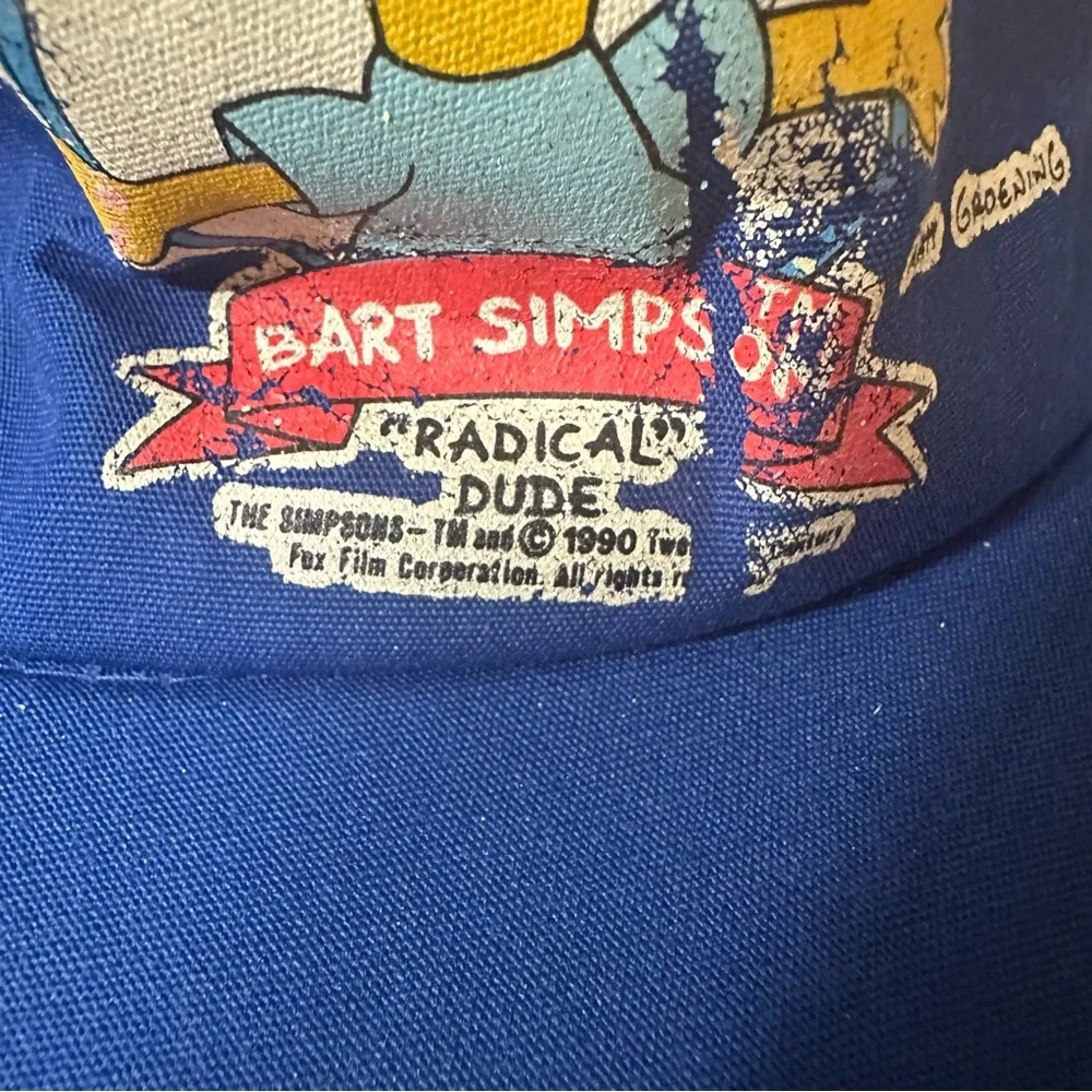 Vintage The Simpsons Bart Blue SnapBack Baseball Trucker Hat One Size